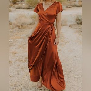 Krystal Copper Satin Wrap Gown (Copper)